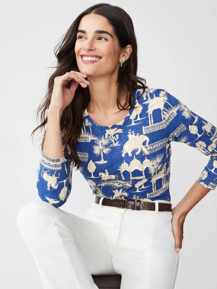 JMcLaughlin Signature Tee In Desert Toile Navytan Women Shirts and Tops
