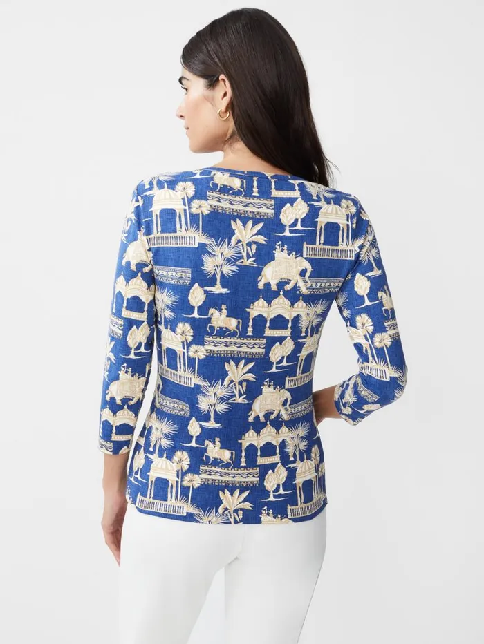 JMcLaughlin Signature Tee In Desert Toile Navytan Women Shirts and Tops JMcLaughlin Signature Tee In Desert Toile Navytan Women Shirts and Tops