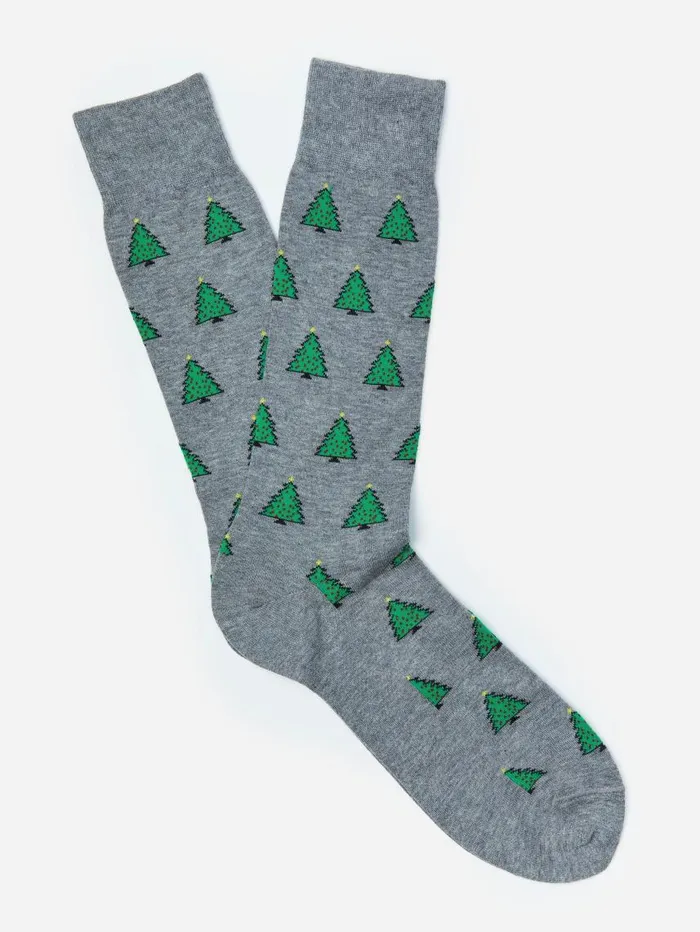 JMcLaughlin Socks In Xmas Tree Dark Heather Gray Men Socks
