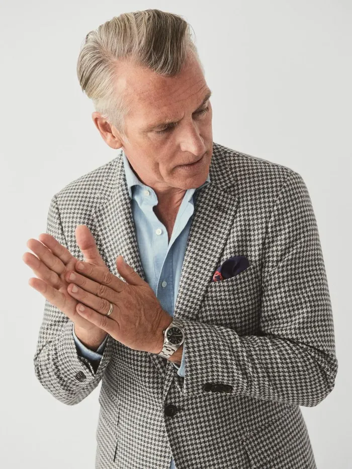 JMcLaughlin Suffolk Wool and Silk Sport Coat In Houndstooth Whitegrey Men Jackets and Outerwear JMcLaughlin Suffolk Wool and Silk Sport Coat In Houndstooth Whitegrey Men Jackets and Outerwear