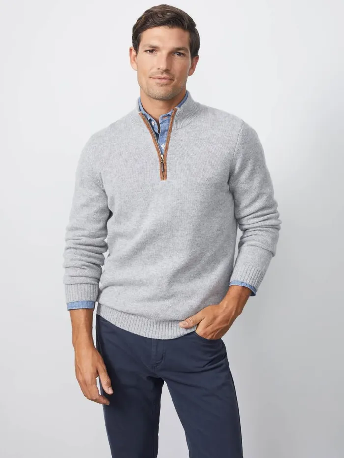 JMcLaughlin Tate Cashmere Sweater Light Gray Men Sweaters