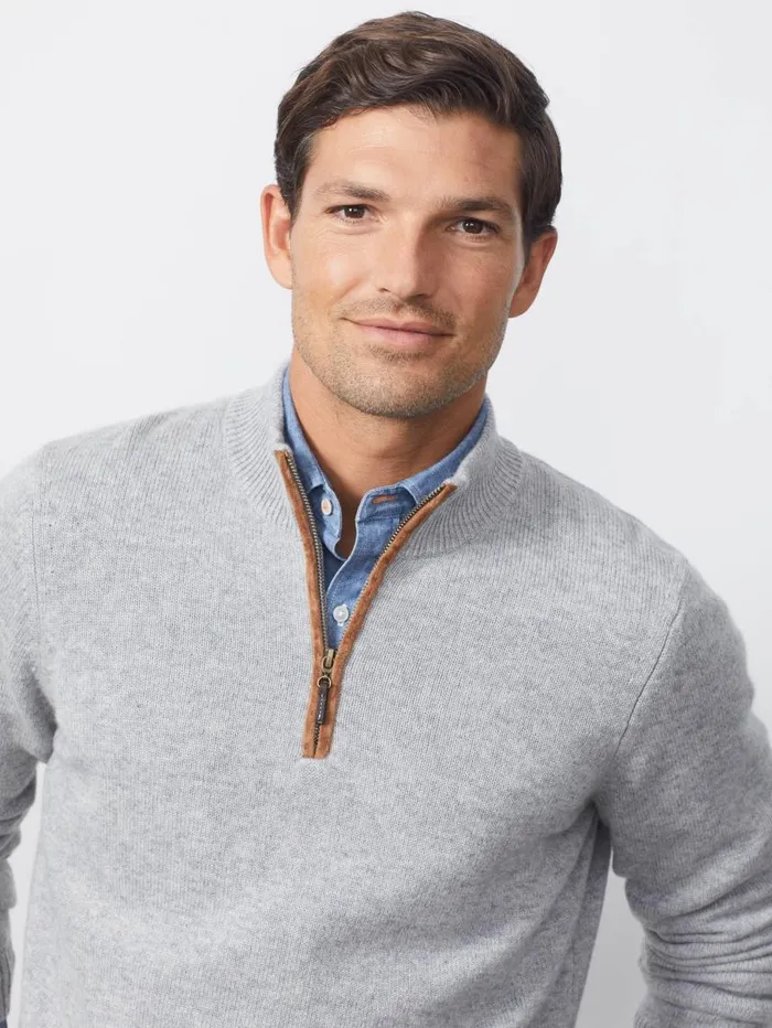 JMcLaughlin Tate Cashmere Sweater Light Gray Men Sweaters JMcLaughlin Tate Cashmere Sweater Light Gray Men Sweaters