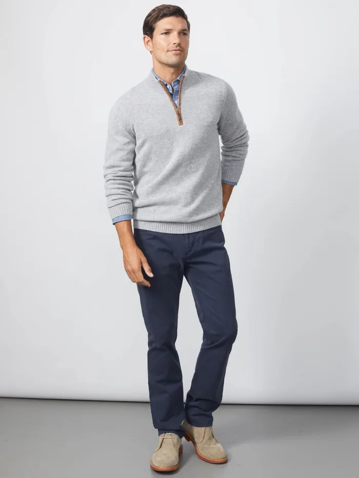 JMcLaughlin Tate Cashmere Sweater Light Gray Men Sweaters JMcLaughlin Tate Cashmere Sweater Light Gray Men Sweaters
