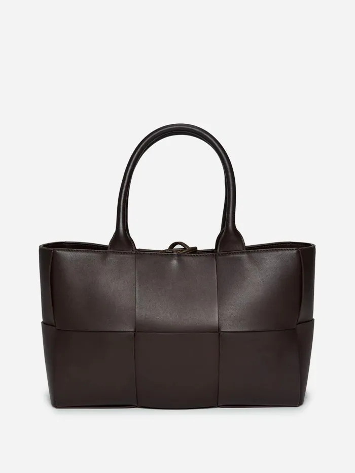 JMcLaughlin Tessare Woven Leather Handbag Dark Brown WomenMen Top Handles
