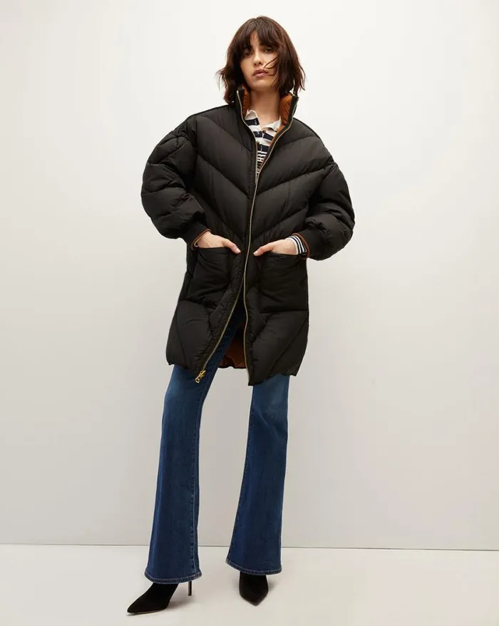 Jackets and Outerwear ShopJackets Veronica Beard Shanna Reversible Puffer Blackdark Ochre