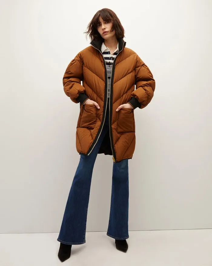 Jackets and Outerwear ShopJackets Veronica Beard Shanna Reversible Puffer Blackdark Ochre