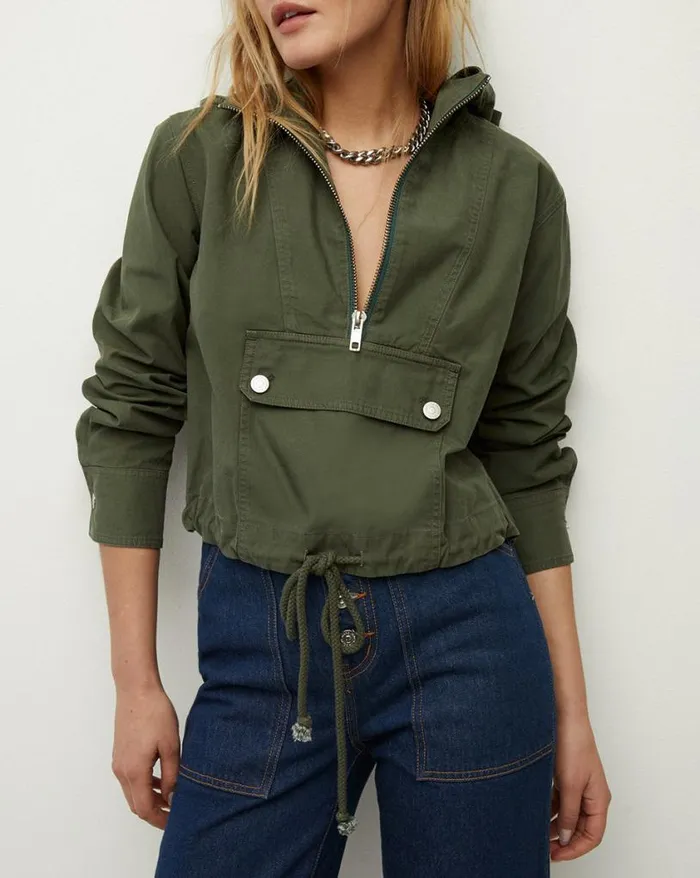 Jackets and Outerwear Shop Veronica Beard Kaeli HalfZip Anorak Army Green