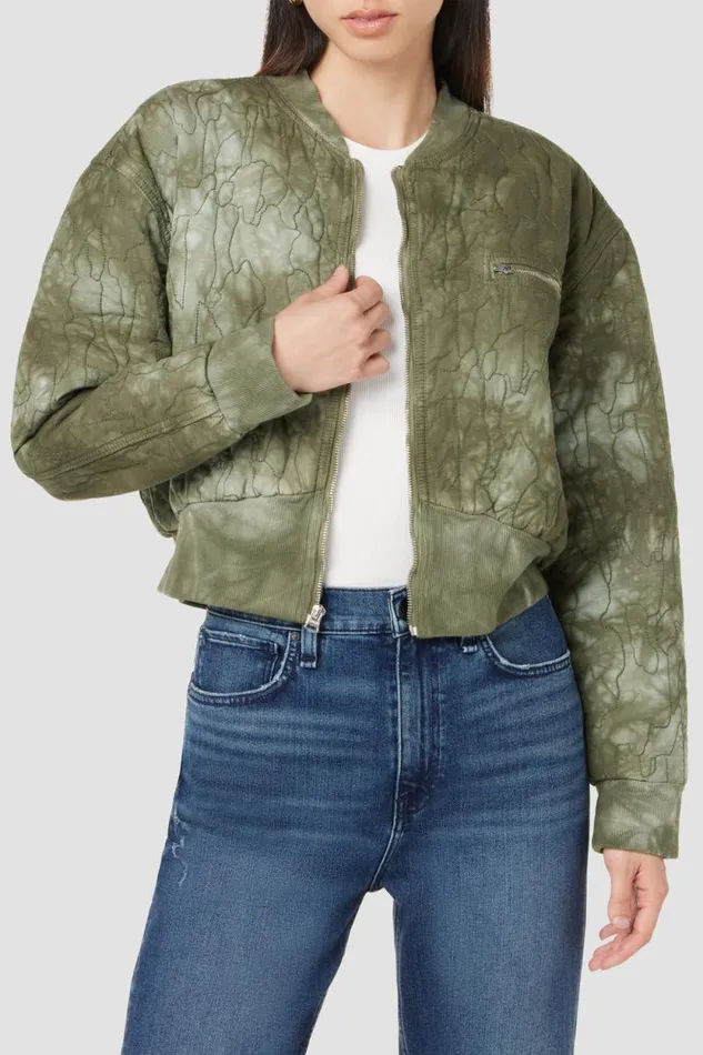 Jackets and Outerwear Women Hudson Jeans Cropped Bomber Jacket Embroidered Camo
