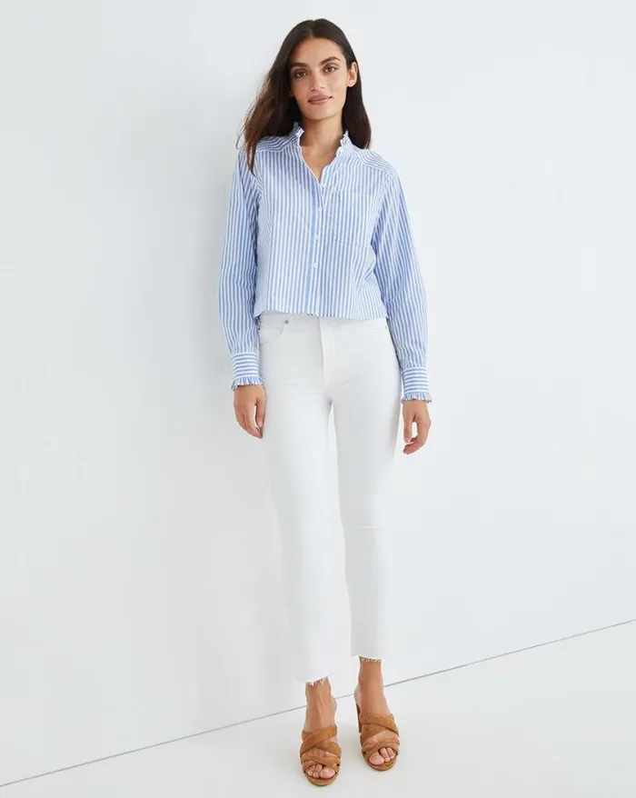 Jeans Shop Veronica Beard Carly KickFlare Jean Raw Hem White