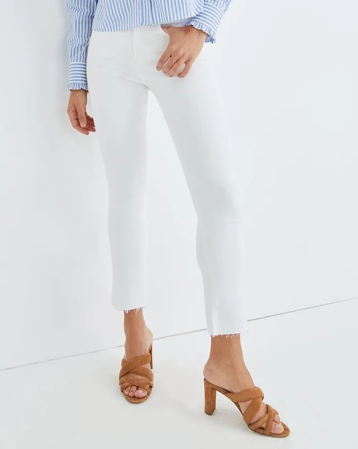 Jeans Shop Veronica Beard Carly KickFlare Jean Raw Hem White