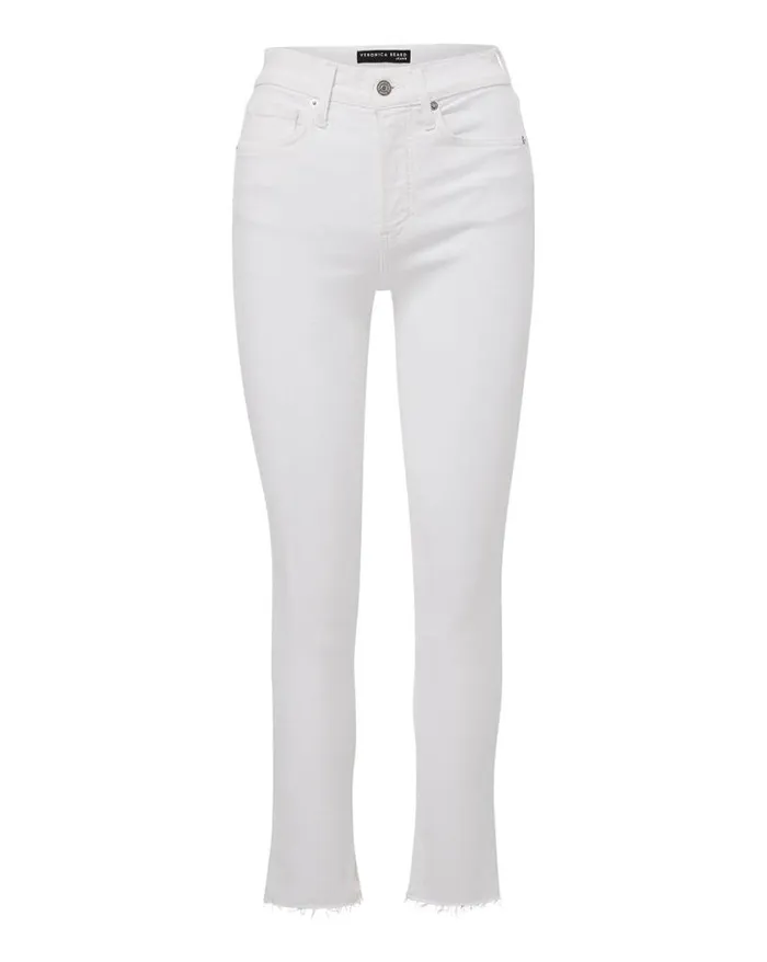Jeans Shop Veronica Beard Carly KickFlare Jean Raw Hem White