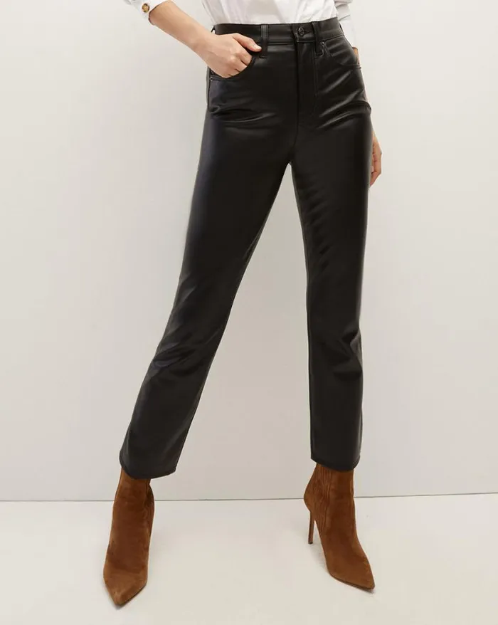 Jeans Shop Veronica Beard Carly Vegan Leather KickFlare Pant Black