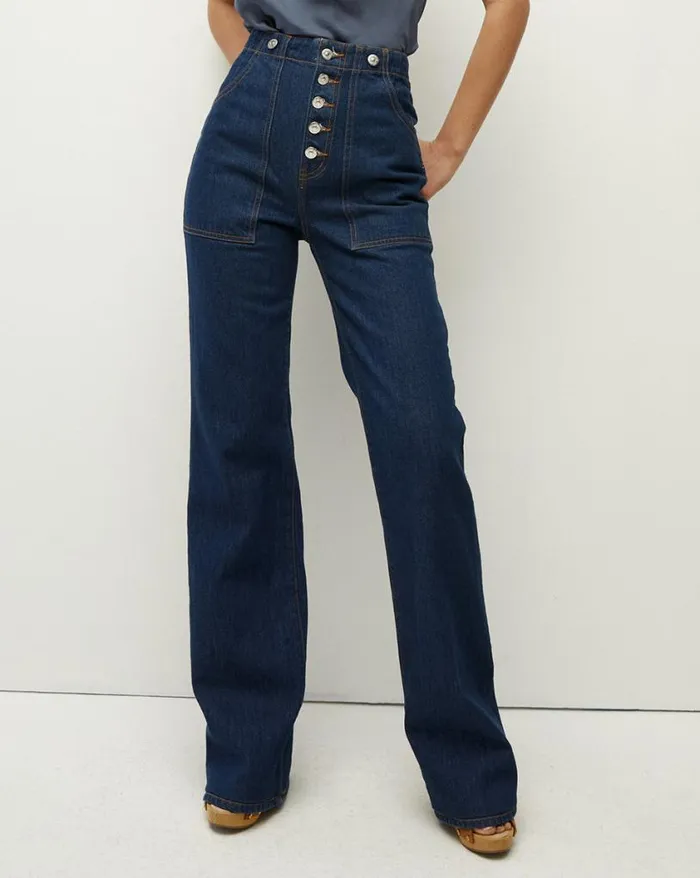 Jeans Shop Veronica Beard Crosbie Slim WideLeg Jean Comfort Stretch Washed Oxford