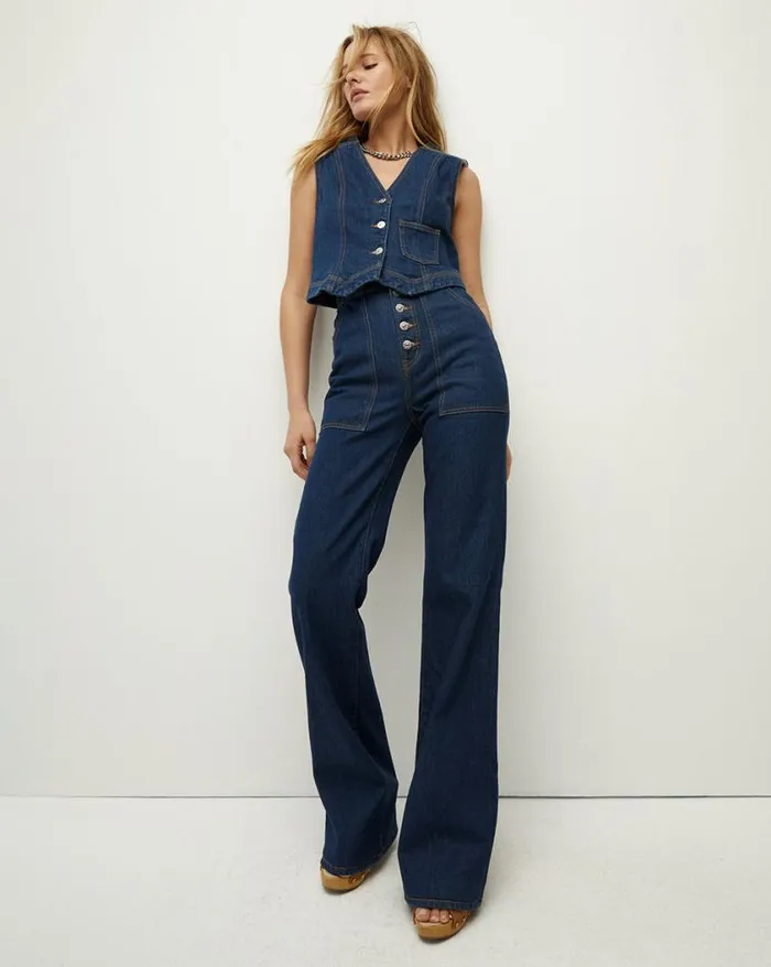 Jeans Shop Veronica Beard Crosbie Slim WideLeg Jean Comfort Stretch Washed Oxford