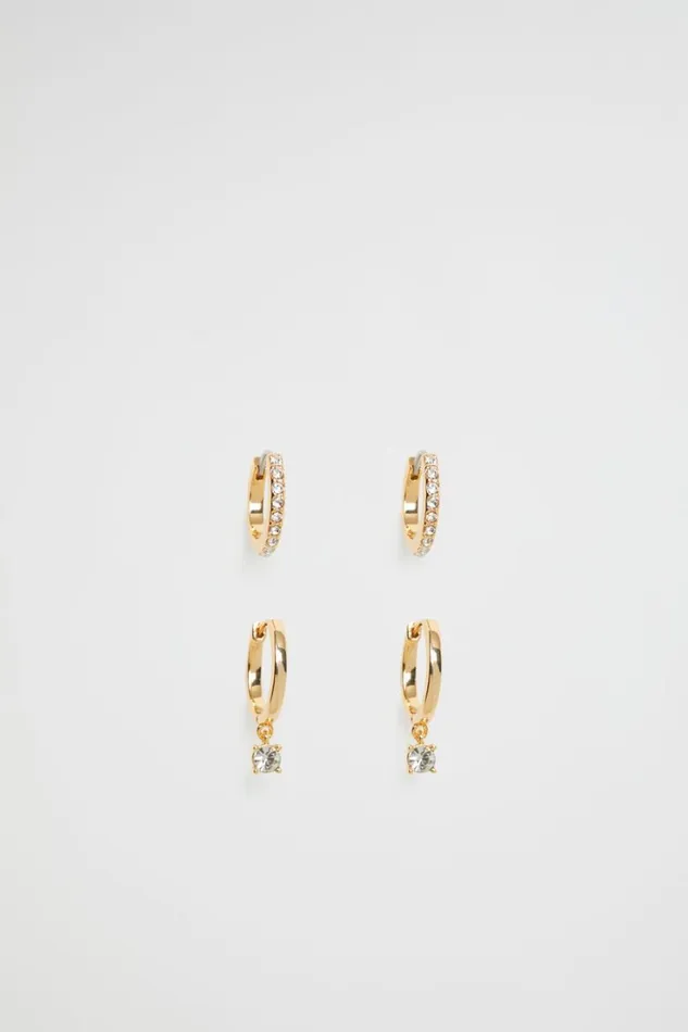 Jewellery Woman Seed Heritage Crystal Hoop Pack Gold