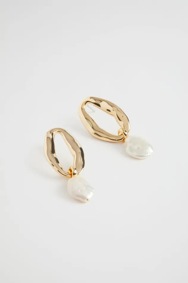 Jewellery Woman Seed Heritage Oval Pearl Earring Gold