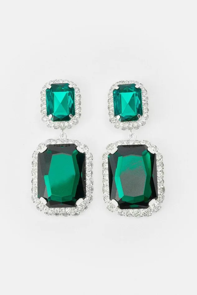 Jewellery Women Karen Millen Statement Diamante Framed Drop Earrings