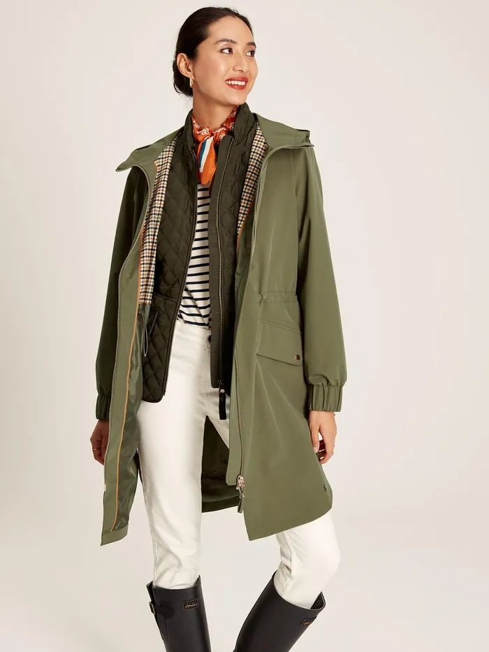Joules Coats and Jackets Green Waterproof Raincoat With Hood 8211 Women