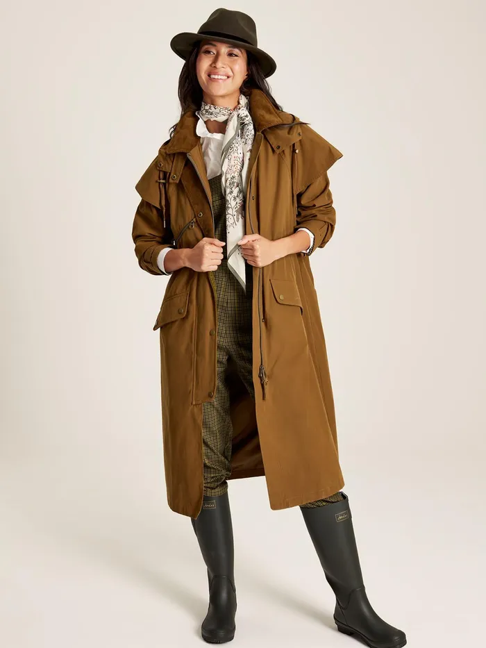 Joules Coats and Jackets Rust Brown Shower Resistant Long Wax Jacket 8211 Women