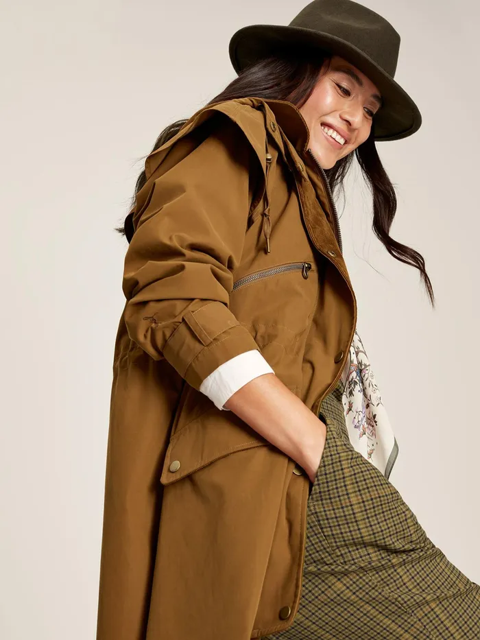 Joules Coats and Jackets Rust Brown Shower Resistant Long Wax Jacket 8211 Women