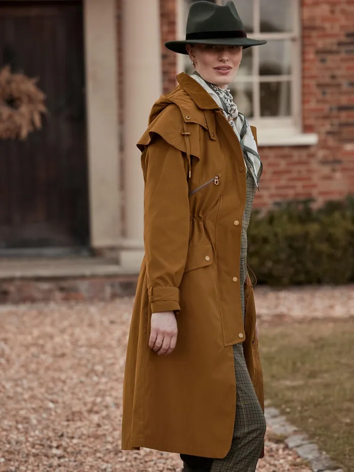 Joules Coats and Jackets Rust Brown Shower Resistant Long Wax Jacket 8211 Women