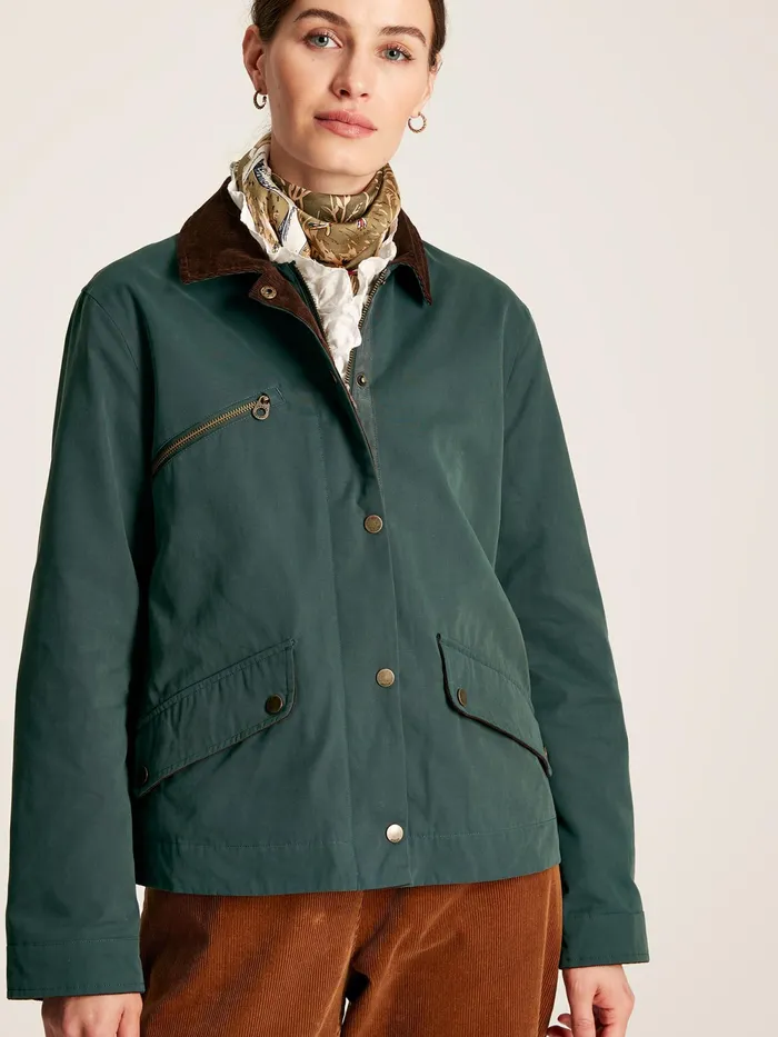 Joules Coats and Jackets Teal Blue Shower Resistant Dry Wax Jacket 8211 Women