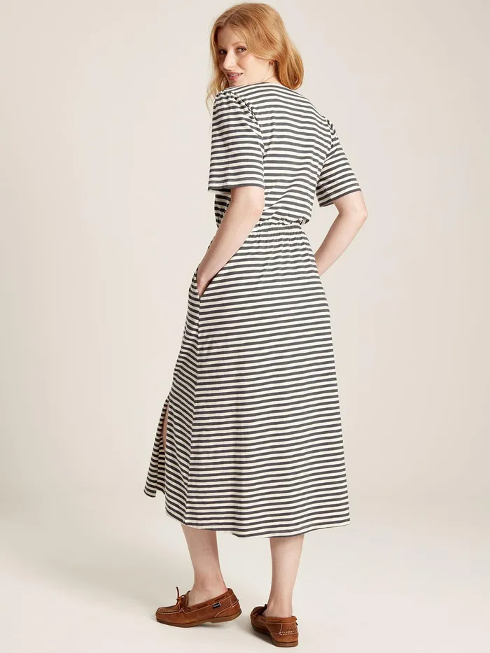 Joules Dresses Grey Striped Wrap Midi Dress 8211 Women