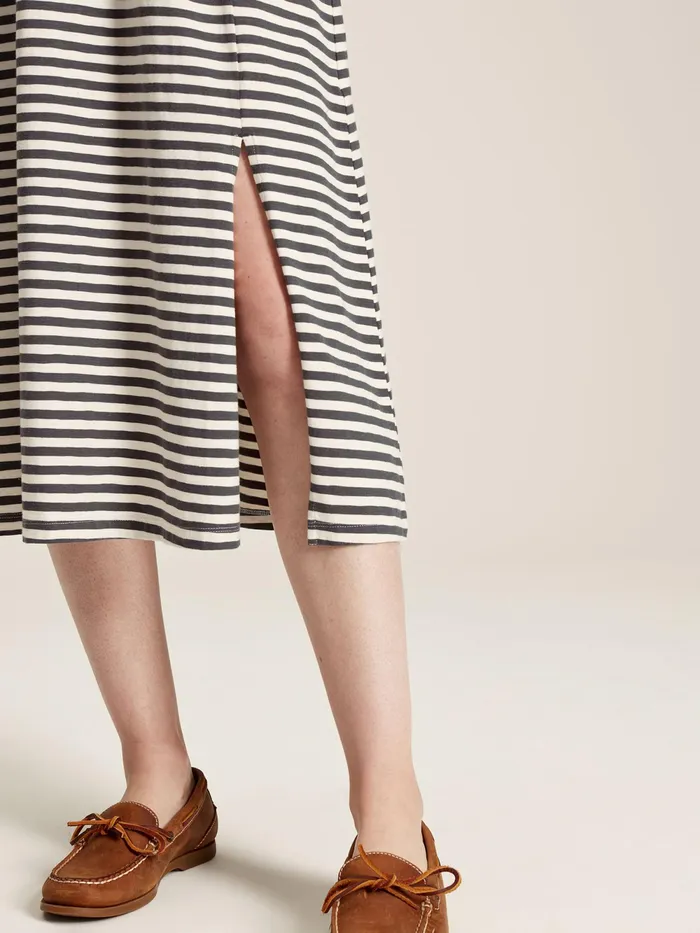 Joules Dresses Grey Striped Wrap Midi Dress 8211 Women
