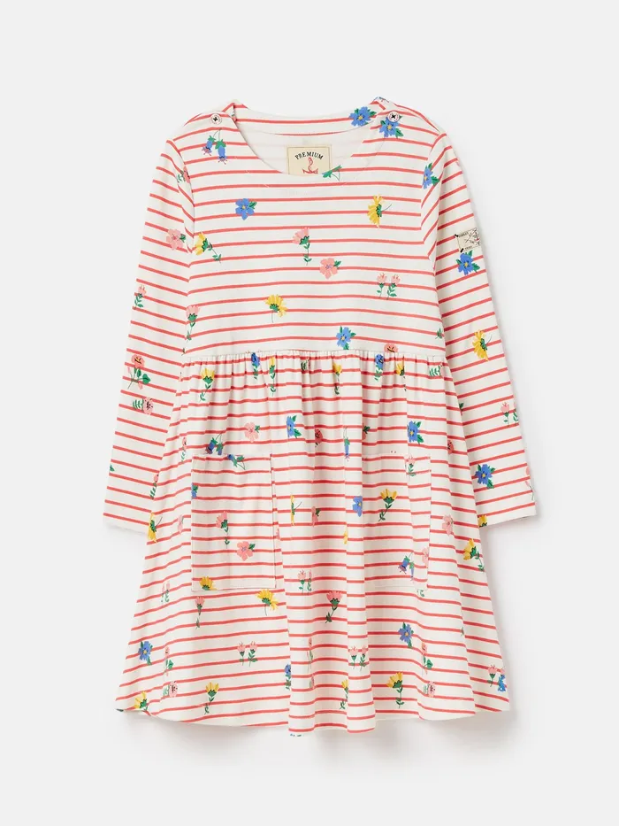 Joules Dresses Pink Long Sleeve Jersey Dress With Pockets 8211 Girls
