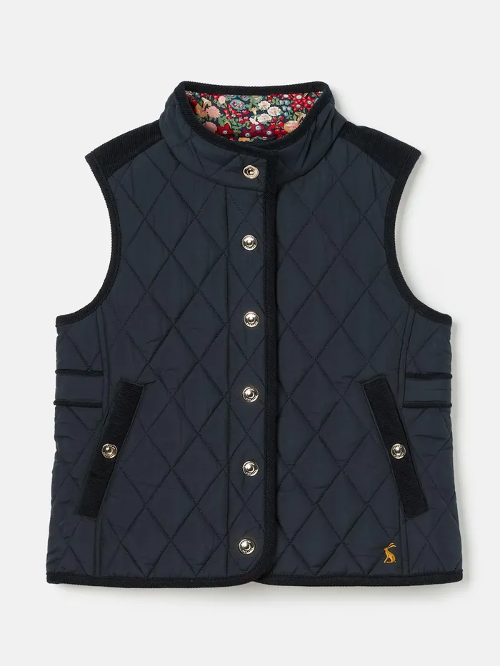 Joules Gilets Navy Blue Diamond Quilted Gilet 8211 Girls