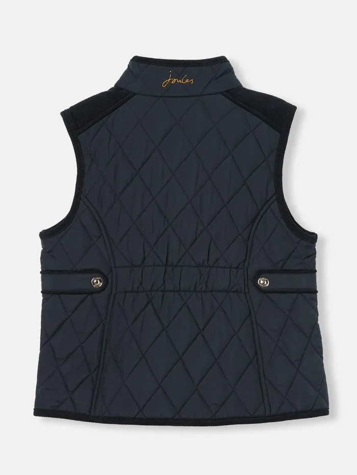 Joules Gilets Navy Blue Diamond Quilted Gilet 8211 Girls
