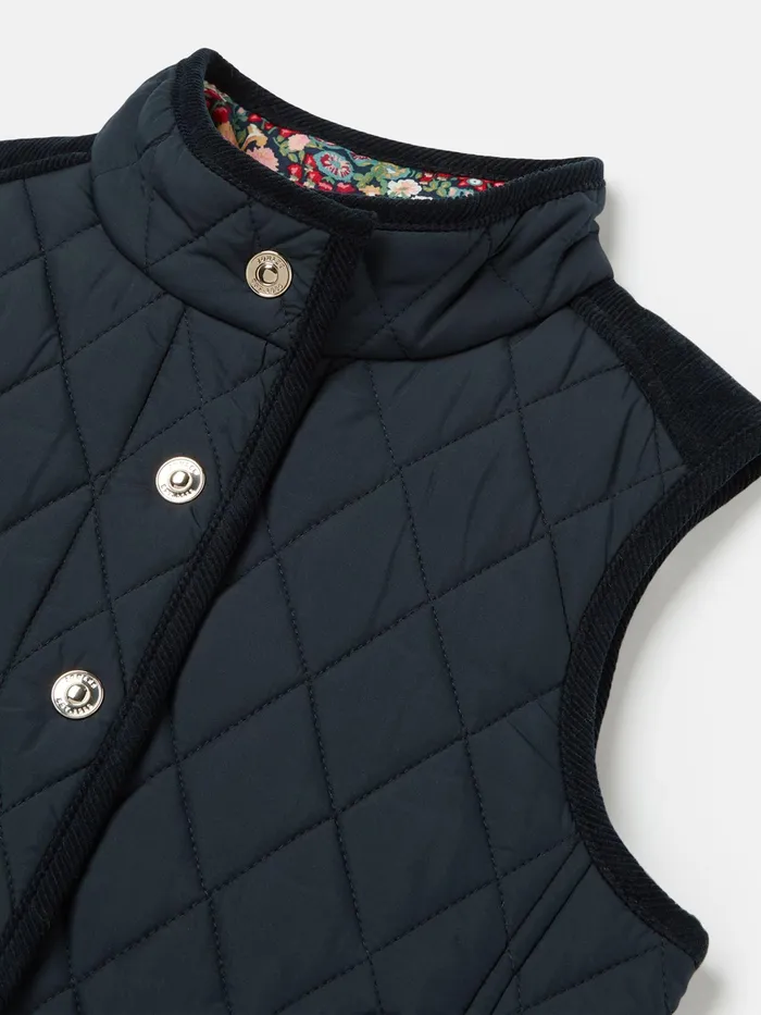 Joules Gilets Navy Blue Diamond Quilted Gilet 8211 Girls