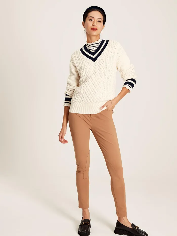 Joules Knitwear Cream VNeck Cricket Jumper 8211 Women