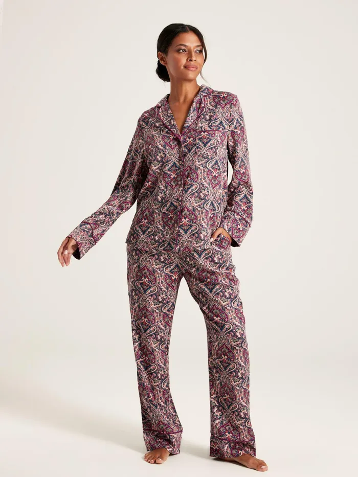 Joules Nightwear Dark Pink Paisley Pyjama Set 8211 Women