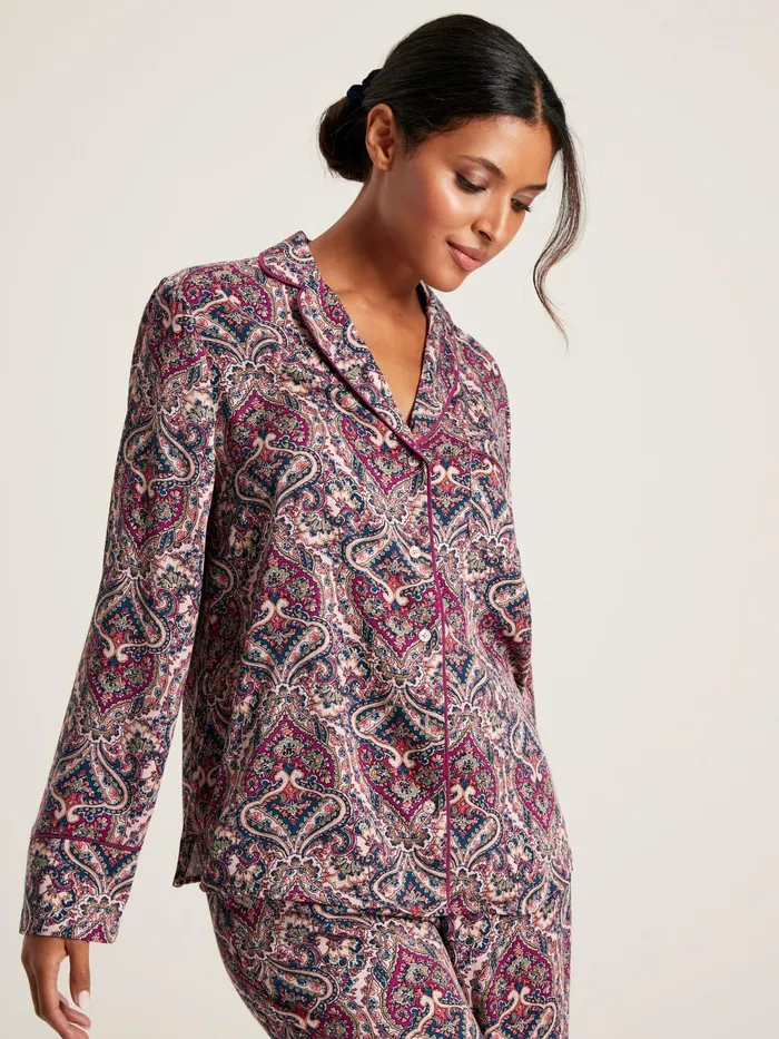 Joules Nightwear Dark Pink Paisley Pyjama Set 8211 Women