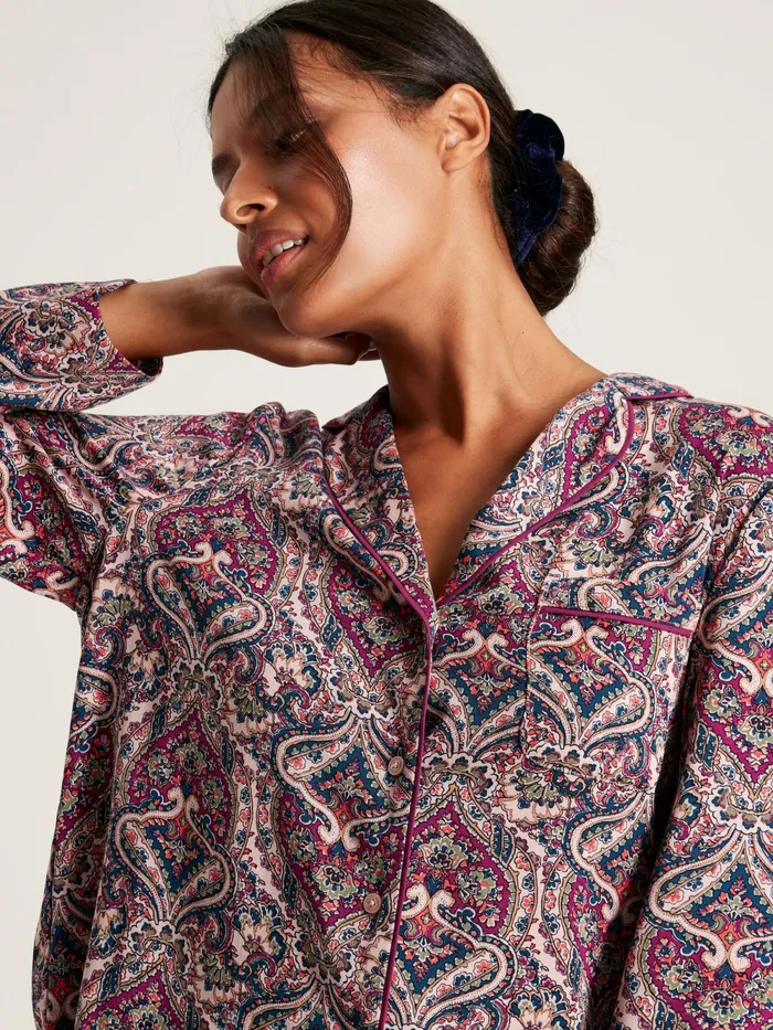 Joules Nightwear Dark Pink Paisley Pyjama Set 8211 Women