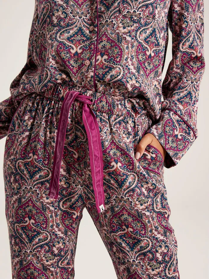 Joules Nightwear Dark Pink Paisley Pyjama Set 8211 Women
