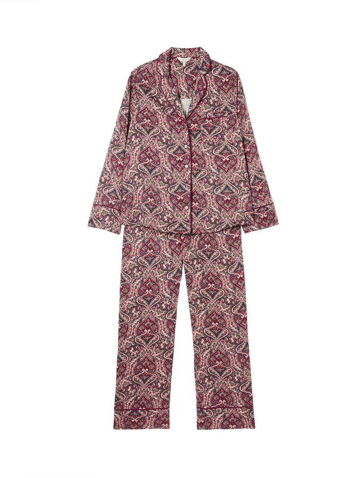Joules Nightwear Dark Pink Paisley Pyjama Set 8211 Women