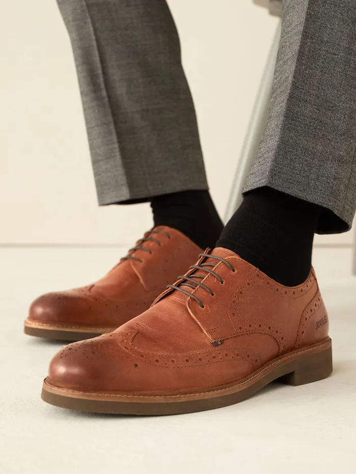 Joules Shoes Tan Brown Leather Brogues 8211 Men