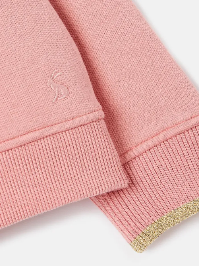 Joules Sweatshirts and Hoodies Pink Embroidered Artwork Crew Neck Sweatshirt 8211 Girls