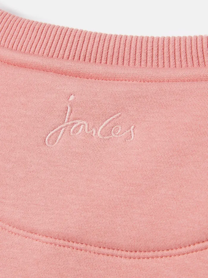 Joules Sweatshirts and Hoodies Pink Embroidered Artwork Crew Neck Sweatshirt 8211 Girls