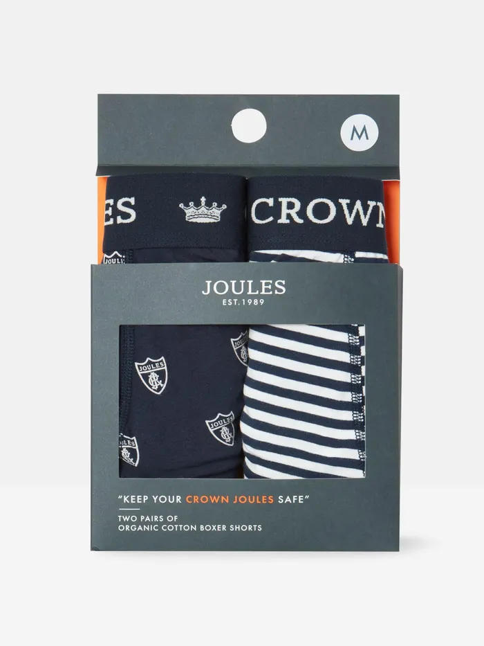 Joules Underwear Navy Crest Cotton Boxer Briefs 2 Pack 8211 Men
