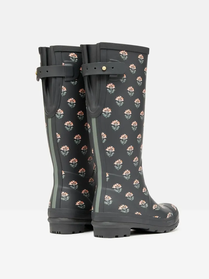 Joules Wellies Grey Floral Adjustable Tall Wellies 8211 Women
