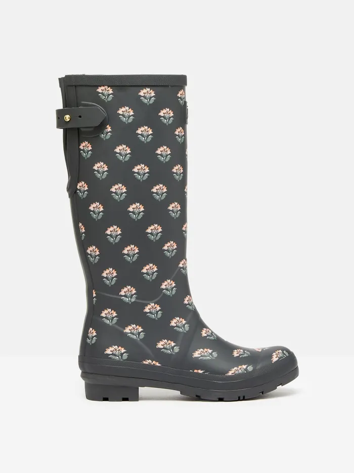 Joules Wellies Grey Floral Adjustable Tall Wellies 8211 Women