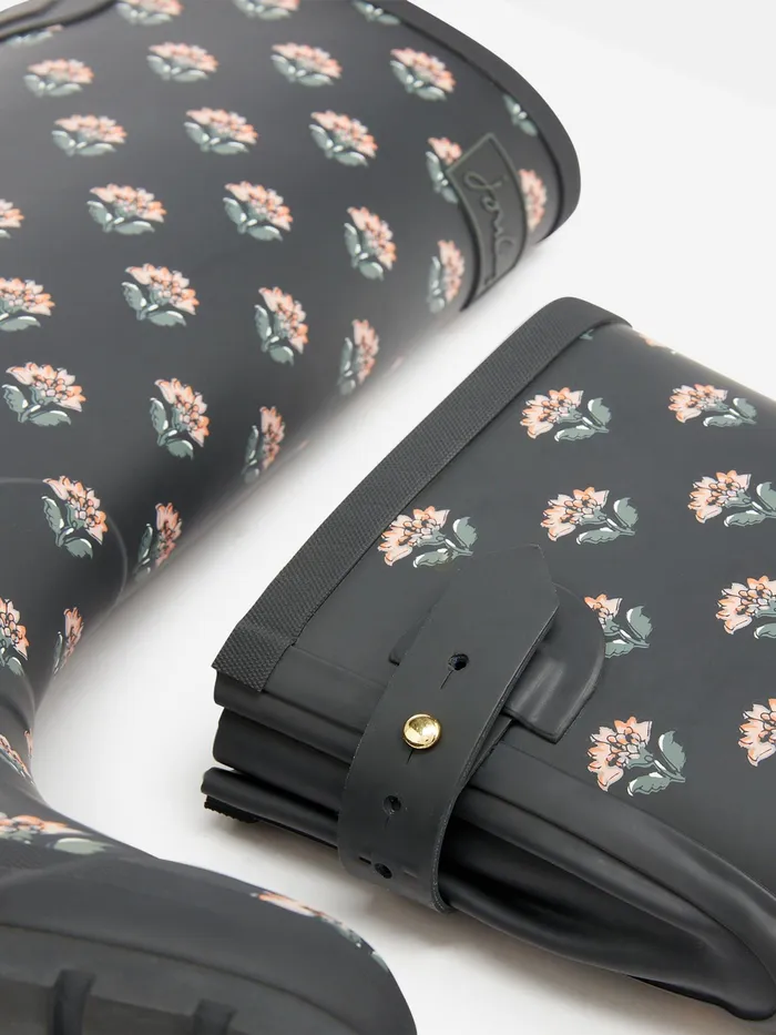 Joules Wellies Grey Floral Adjustable Tall Wellies 8211 Women