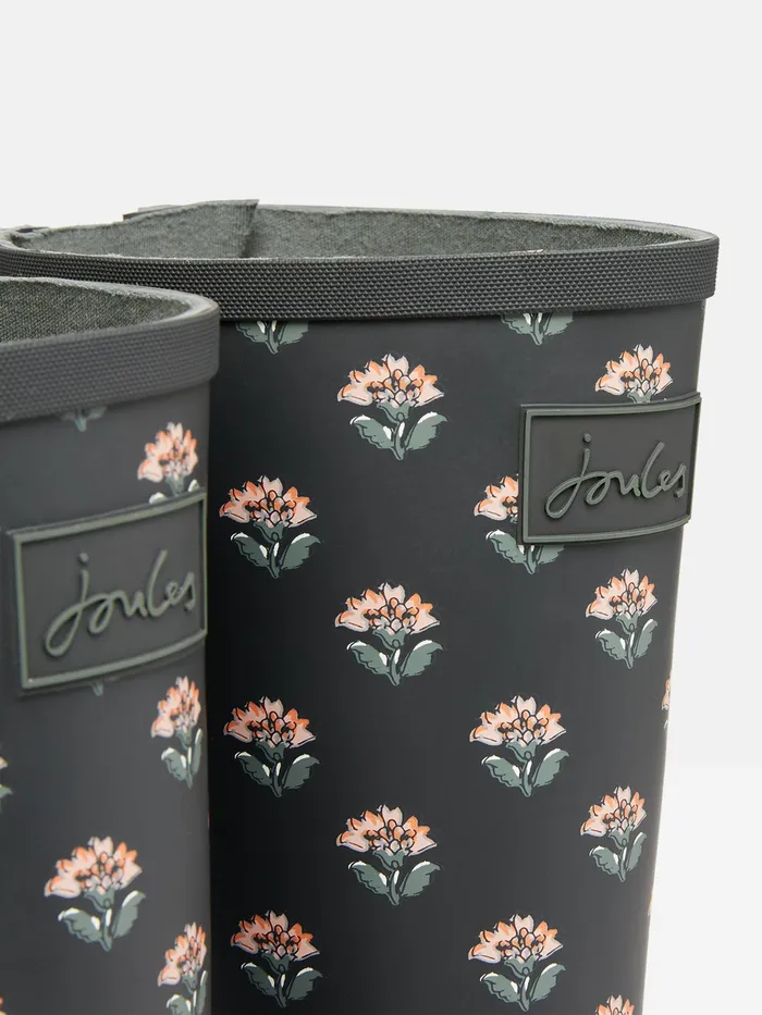 Joules Wellies Grey Floral Adjustable Tall Wellies 8211 Women