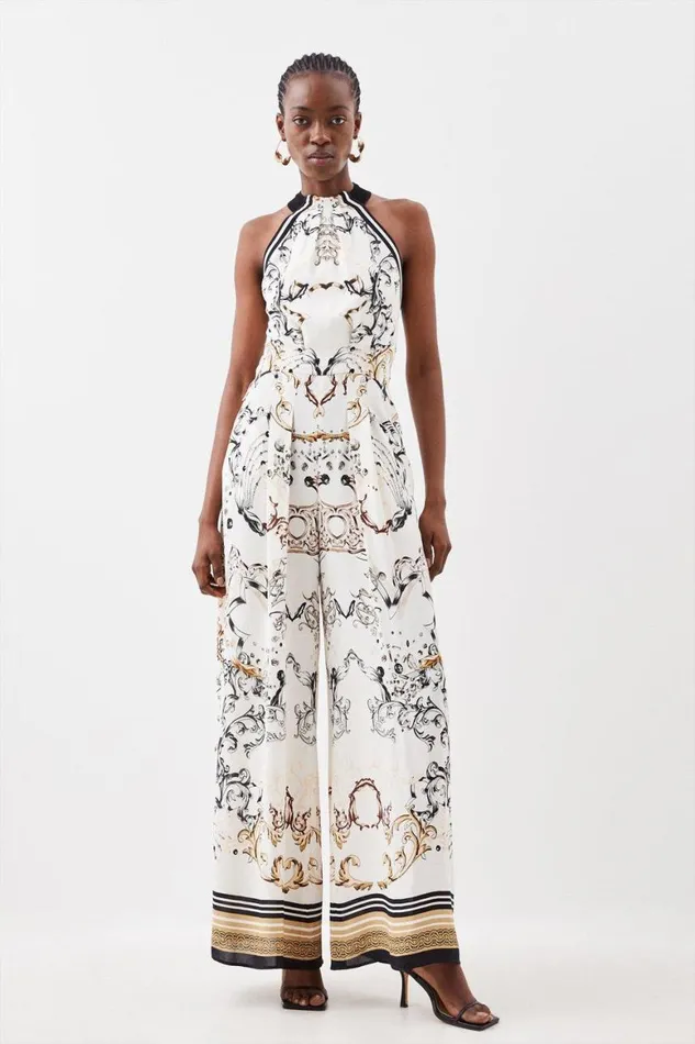 Jumpsuits Women Karen Millen Crepe Woven Halter Jumpsuit Multi