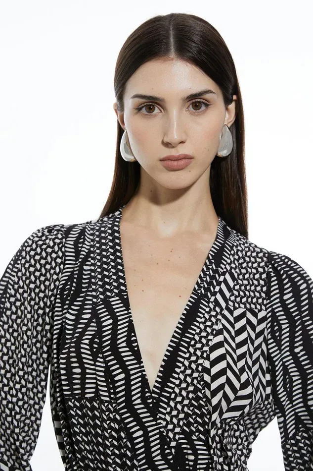 Jumpsuits Women Karen Millen Mono Geo Printed Morocain Woven Jumpsuit Mono