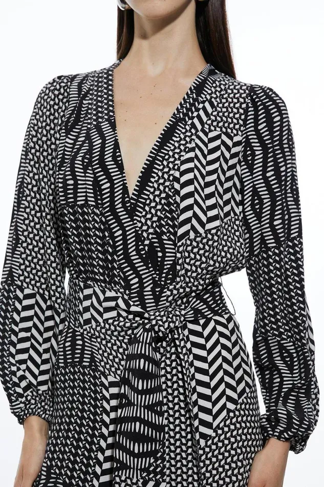 Jumpsuits Women Karen Millen Mono Geo Printed Morocain Woven Jumpsuit Mono