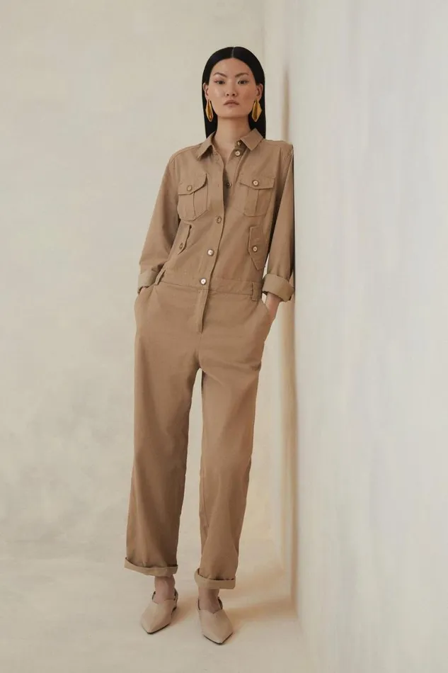 Jumpsuits Women Karen Millen The Founder Tailored Relaxed Jumpsuit Camel
